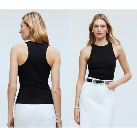 Madewell Tops - Madewell | NWT | Highneck Tank in Sleekhold in True Black | Sz S